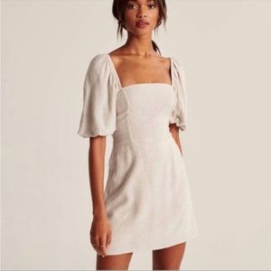 Abercrombie & Fitch Linen Puff Sleeve Dress